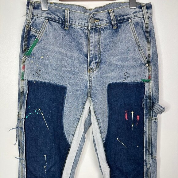 Black Icon 3L Team 2020-2021 Collection Carpenter Jean  Paint Splatter Patchwork - Picture 2 of 5